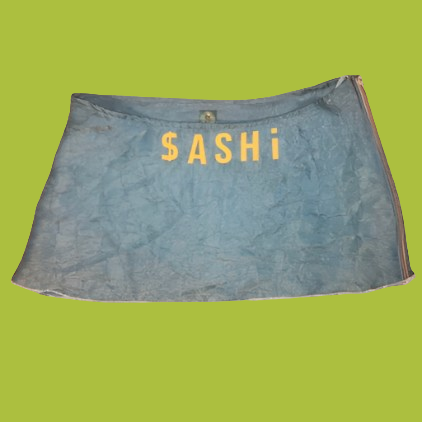 shiny blue miniskirt