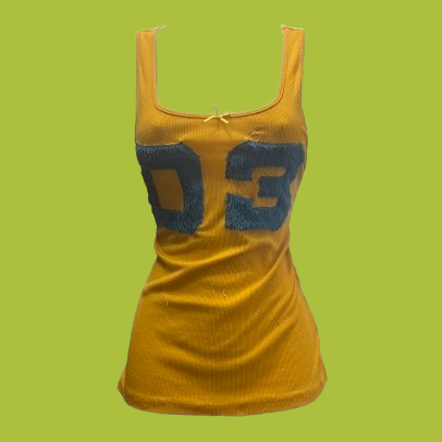 yellow fluffy jersey tank