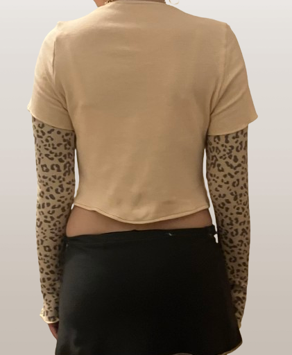 pink leopard print layered long sleeve